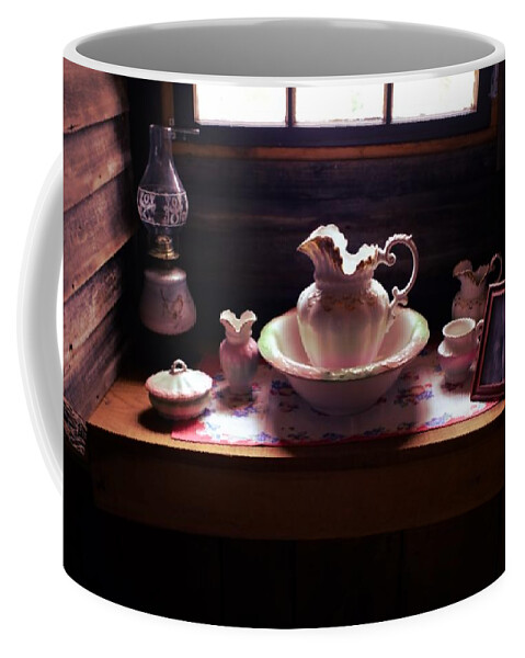Wash Stand Coffee Mug featuring the photograph 1800s Cabin Esentials by Stacie Siemsen