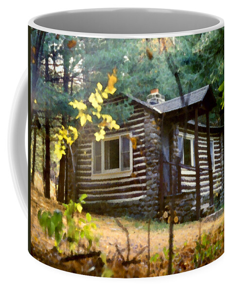 Log Cabin Coffee Mug featuring the painting Cabin in the Woods by Paul Sachtleben