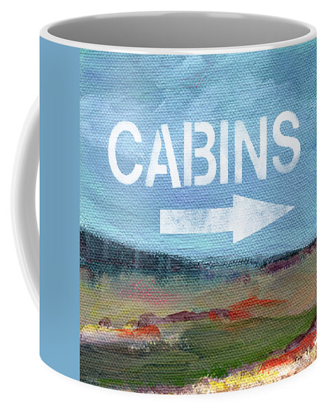 Cabins Coffee Mug featuring the painting Cabins- Landscape Painting by Linda Woods by Linda Woods