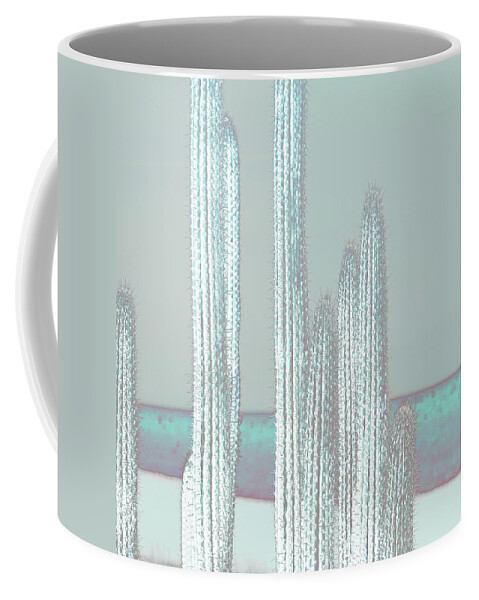Digital Art Coffee Mug featuring the digital art Cactus-blues by Suzanne Carter