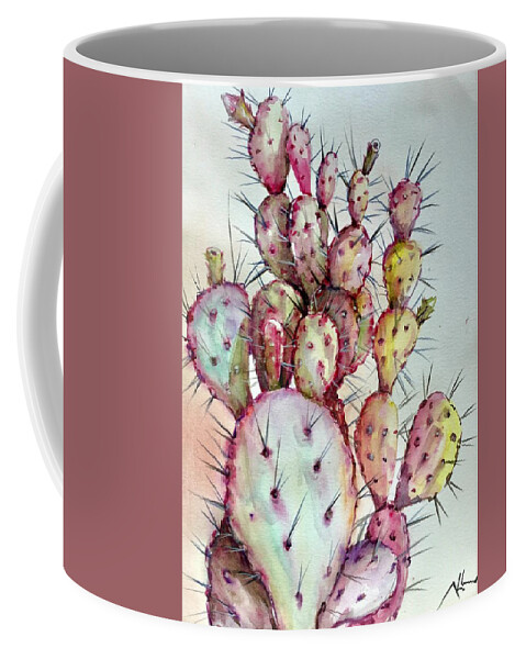 Plant Coffee Mug featuring the painting Cactus by Katerina Kovatcheva