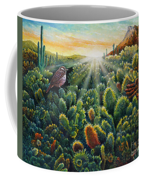 Cactus Wren Coffee Mug featuring the painting Cactus Wren by Michael Frank