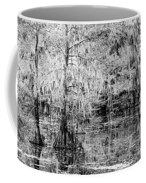 Caddo Lake State Park Coffee Mug featuring the photograph Caddo Lake in Black and white by Mati Krimerman