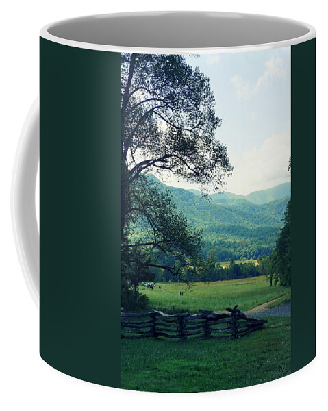 Cades Cove Coffee Mug featuring the photograph Cades Cabin View by Laurie Perry