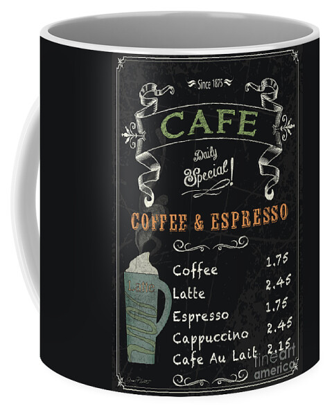 Jean Plout Coffee Mug featuring the painting Cafe Blackboard Coffee Menu-JP3046 by Jean Plout