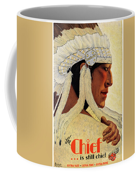 Travel Coffee Mug featuring the mixed media California Chief Restored Vintage Travel Poster by Vintage Treasure