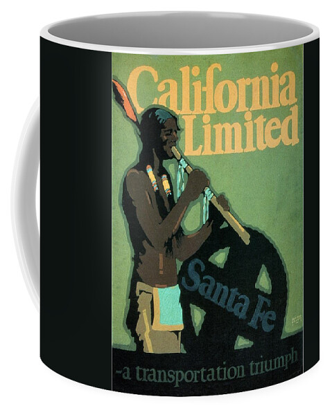 California Limited Coffee Mug featuring the mixed media California Limited - Santa Fe - Retro travel Poster - Vintage Poster by Studio Grafiikka