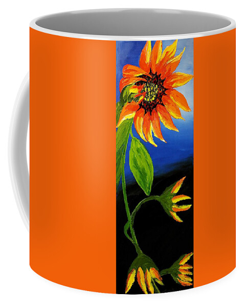  Coffee Mug featuring the painting California Orange Sunflower #3 by James Dunbar