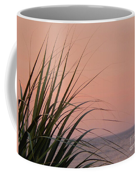 Ocean Sky Sea Seagrass Flora Seascape Horizon Green Pink Grey Nature Location Travel Coast South Southern Coastline Golden Isles Coffee Mug featuring the photograph Calmness OF The Sea by Jan Gelders