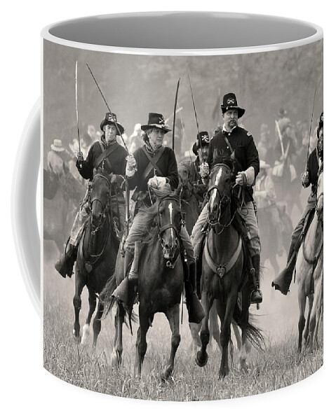 Reenactment Coffee Mug featuring the photograph Cavalry Skirmish by Art Cole