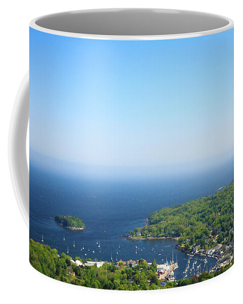 Camden Coffee Mug featuring the photograph Camden Harbor from Mount Battie Overlook by Joni Eskridge