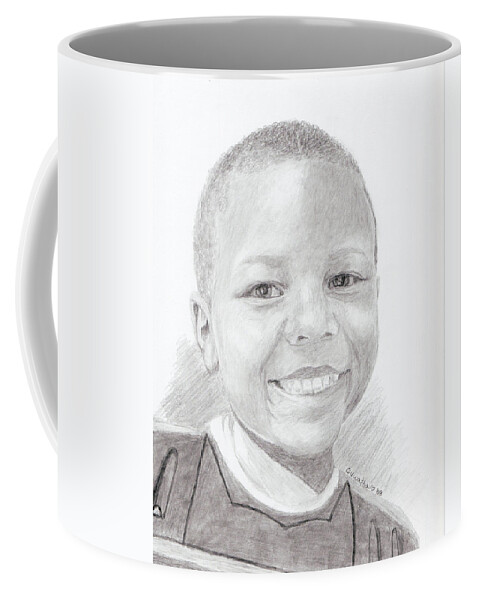 Cameron Coffee Mug featuring the drawing Cameron by Quwatha Valentine
