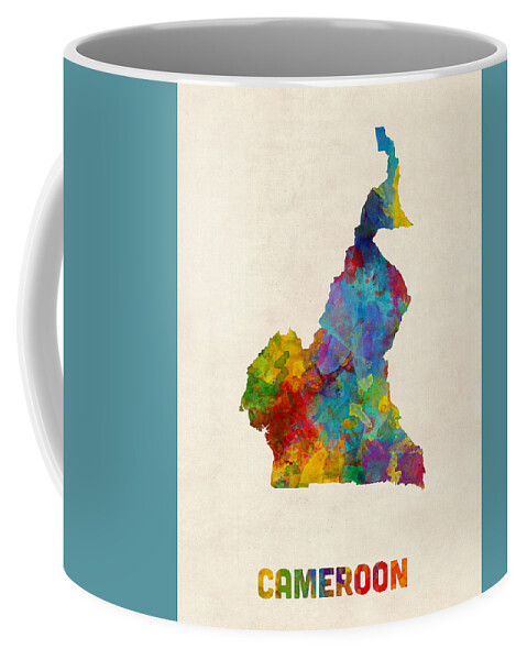 Cameroon Coffee Mug featuring the digital art Cameroon Watercolor Map by Michael Tompsett