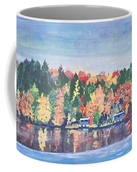 Fall Coffee Mug featuring the painting Camp Archbald at Ely Lake by Christine Lathrop