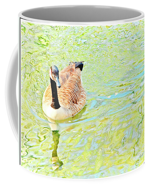 Canada Goose Coffee Mug featuring the photograph Canada Goose on a Stream by A Macarthur Gurmankin