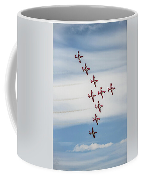 Airport Coffee Mug featuring the photograph Canadian Snowbird Formation by Bill Cubitt