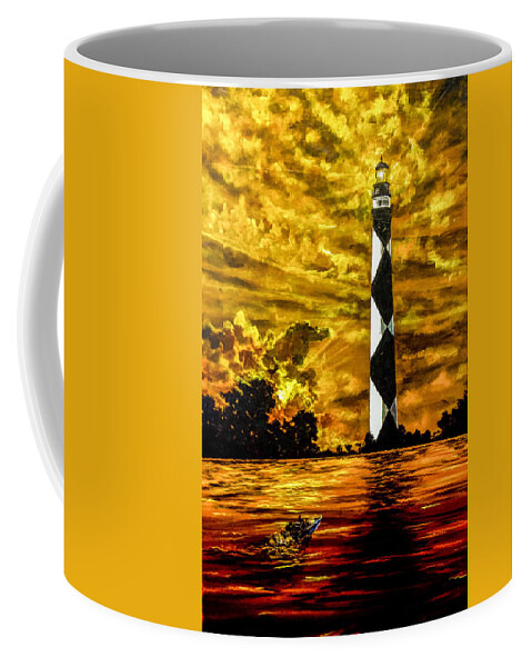 Landscape Coffee Mug featuring the painting Candle On The Water by Joel Tesch