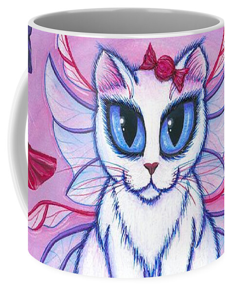 Fairy Cat Coffee Mug featuring the painting Candy Fairy Cat, Hard Candy by Carrie Hawks