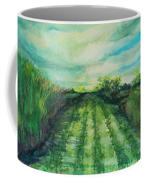 Landscape Coffee Mug featuring the painting Cane Road by Francelle Theriot