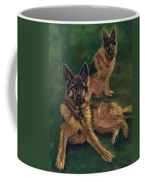 Alsatian Coffee Mug featuring the painting Canine Repose by Mary Benke