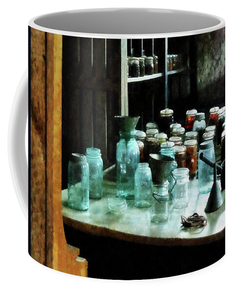 Canning Jars Coffee Mug featuring the photograph Canning Jars Ladles and Funnels by Susan Savad