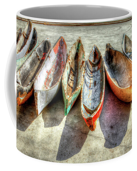 The Coffee Mug featuring the photograph Canoes by Debra and Dave Vanderlaan
