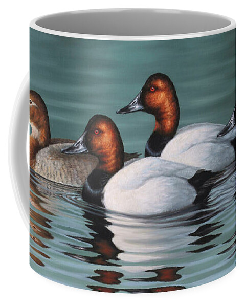 Ducks Coffee Mug featuring the painting Canvasback Courtship by Guy Crittenden