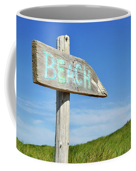 Cape Cod Coffee Mug featuring the photograph Cape Cod Beach Sign by Luke Moore