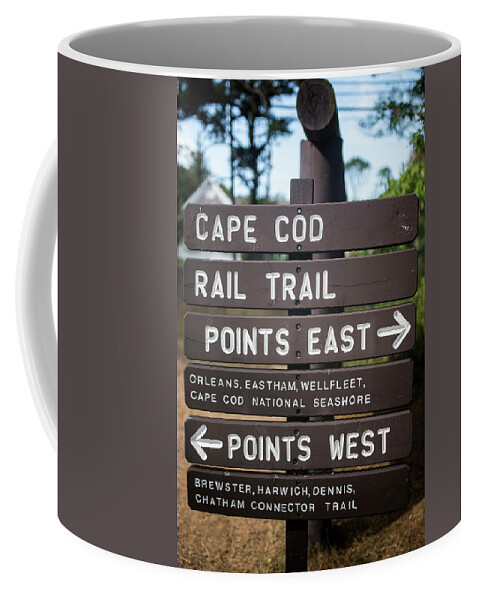 Cape Coffee Mug featuring the photograph Cape Cod Rail Trail Sign Eastham by Toby McGuire