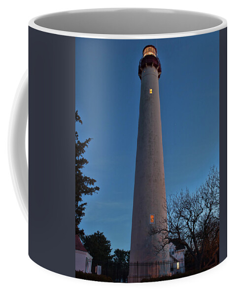 Cape May Lighthouse Coffee Mug featuring the photograph Cape May Lighthouse in Evening by Kristia Adams