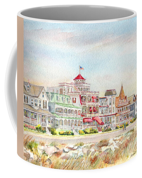 Cape May Promenade Coffee Mug featuring the painting Cape May Promenade Cape May New Jersey by Pamela Parsons