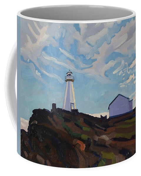 888 Coffee Mug featuring the painting Cape Spear Light by Phil Chadwick