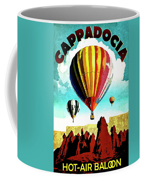 Cappadocia Coffee Mug featuring the painting Cappadocia, Turkey, Hot air balloons by Long Shot