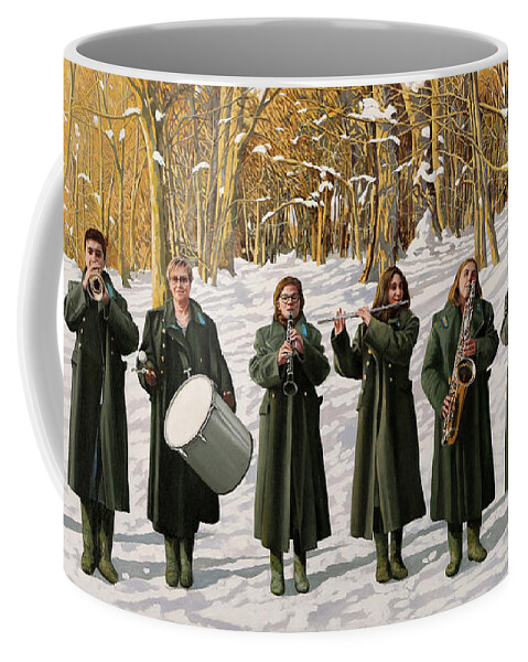 Coat Coffee Mug featuring the painting Banda Gabetti-cappotto per otto by Guido Borelli