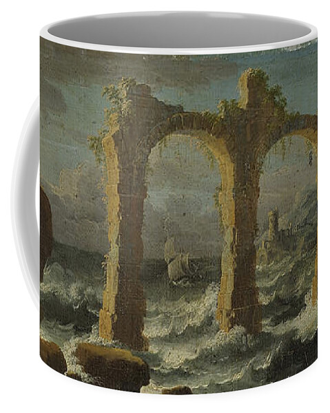 Leonardo Coccorante Napoli 1680 � 1750 Coffee Mug featuring the painting Capriccio with a storm on the sea by MotionAge Designs