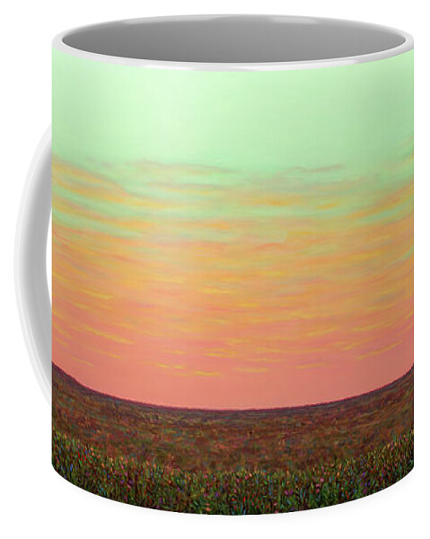 West Coffee Mug featuring the painting Caprock Sunrise with Bunny Holly by James W Johnson