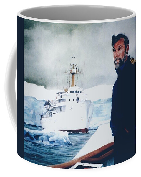 Sas Protea Coffee Mug featuring the painting Capt Derek Law by Tim Johnson