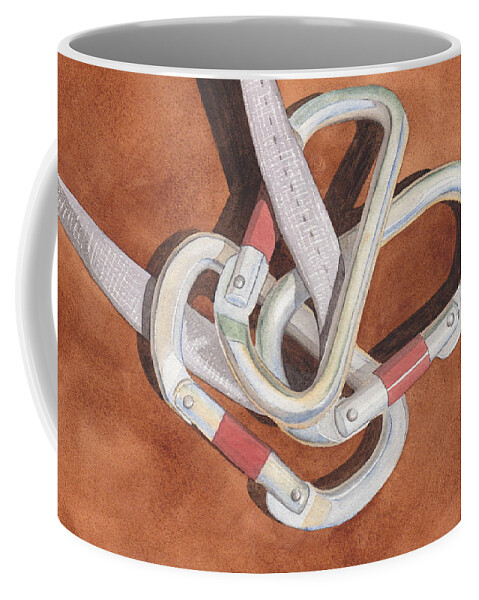 Carabiner Coffee Mug featuring the painting Carabiners by Ken Powers