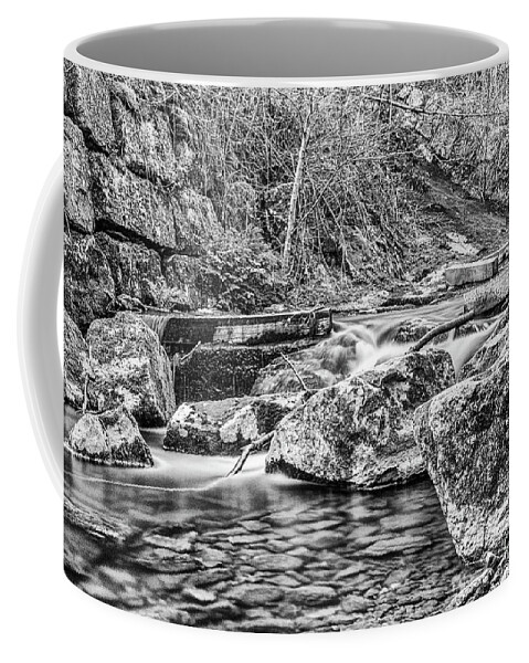 Caradocs Falls Coffee Mug featuring the photograph Caradocs Falls 1 Mono by Steve Purnell