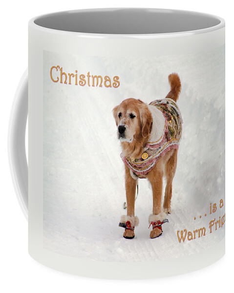 Bonnie Follett Coffee Mug featuring the photograph Card Christmas is a warm friend by Bonnie Follett
