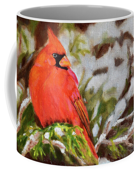 Cardinal Coffee Mug featuring the painting Cardinal by Aixa Renta-DeLuca