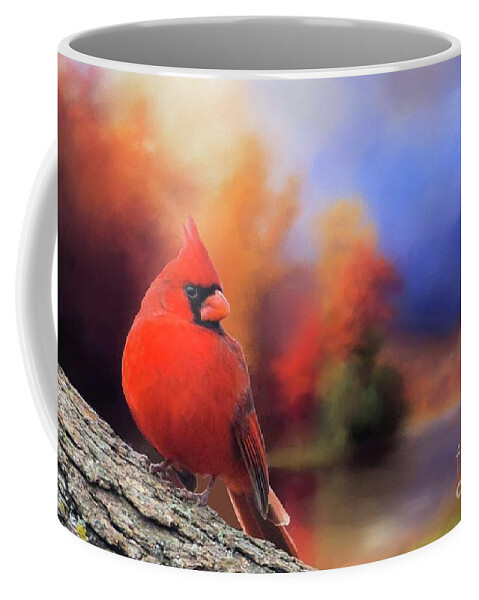 Male Coffee Mug featuring the photograph Cardinal in Autumn by Janette Boyd