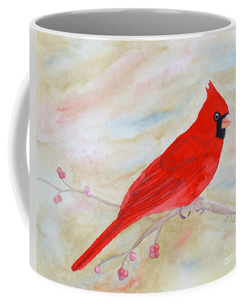 Cardinal Coffee Mug featuring the painting Cardinal Watching by Laurel Best