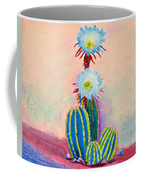 Cactus Coffee Mug featuring the painting Carefree Cactus 16 x 20 by Santana Star