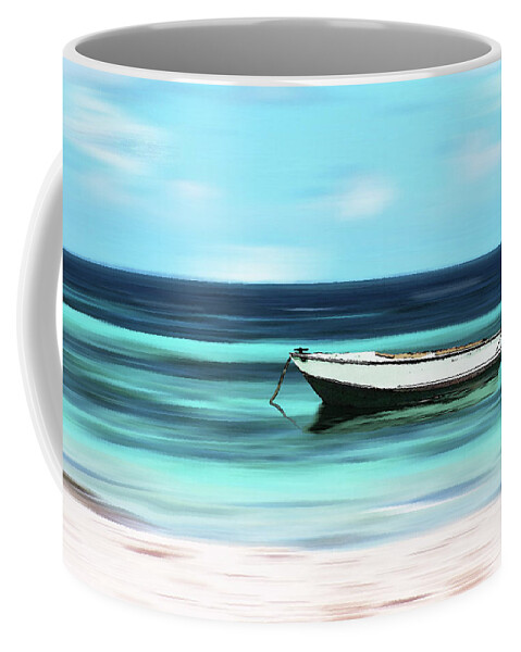 Beach Coffee Mug featuring the digital art Caribbean Dream Boat by Deborah Smith