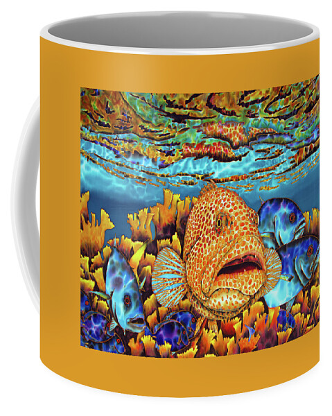 Tiger Grouper Coffee Mug featuring the painting Caribbean Sea - Eden by Daniel Jean-Baptiste