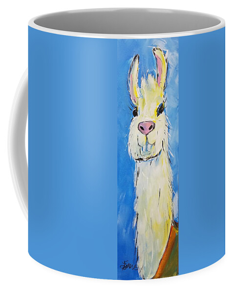 Llama Coffee Mug featuring the painting Carlos by Terri Einer