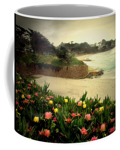 Beach Coffee Mug featuring the photograph Carmel Beach And Iceplant by Joyce Dickens