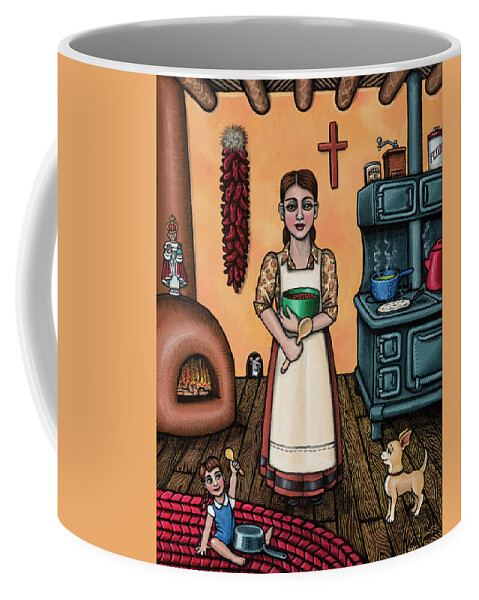 Kitchen Art Coffee Mug featuring the painting Carmelitas Kitchen Art by Victoria De Almeida