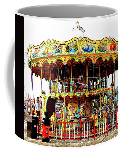 Merry-go-round Coffee Mug featuring the photograph Carousel on the Wildwood, New Jersey Boardwalk by Linda Stern